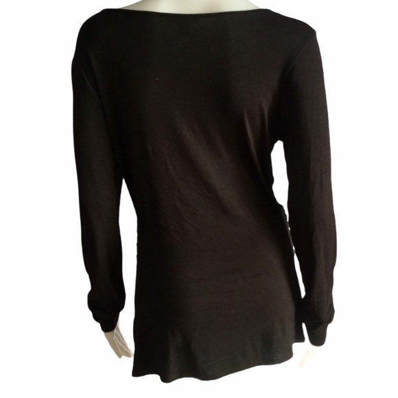 Boston Proper Black Keyhole Draped Top Medium - Picture 4 of 5